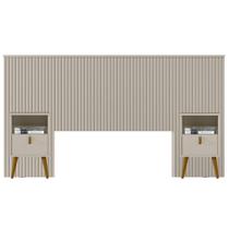 Kit Cabeceira Casal 240cm Celine Com Mesa De Cabeceira 01 Gaveta Loreta L05 Off White - Lyam Decor