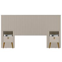 Kit Cabeceira Casal 240cm Celine Com Mesa De Cabeceira 01 Gaveta Loreta L05 Off White - Lyam Decor