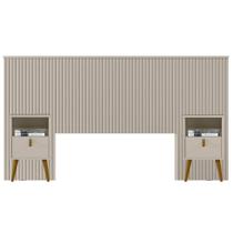 Kit Cabeceira Casal 240cm Com Mesa De Cabeceira Off White Kit Cabeceira Casal 240cm Com Mesa De Cabeceira Off White