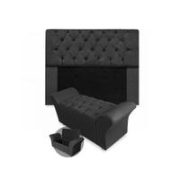 Kit Cabeceira Casal Lady 140 cm Mais Calçadeira Veneza 140 cm Suede Preto Kit Cabeceira Casal Lady 140 cm Mais Calçadeira Veneza 140 cm Suede Preto