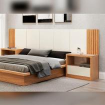 Kit Cabeceira Casal Ripado 3,0m + 02 Mesas de Cabeceira