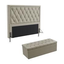 Kit Cabeceira Centaurus 140 Para Cama de Casal e Calçadeira Sagitarius Bege Aradecor