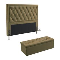 Kit Cabeceira Centaurus 160 Queen e Calçadeira Sagitarius N-029 Veludo Capuccino Aradecor