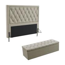 Kit Cabeceira Centaurus 195 Para Cama King e Calçadeira Sagitarius Bege Aradecor