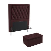 Kit Cabeceira Centaurus 90 Modulada Estofada e Calçadeira Sagitarius N-034 Veludo Bordô Aradecor