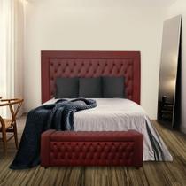 KIT Cabeceira COM Calçadeira Com baú elegance Casal 160 cm Para Cama Suede marsala Biselos-Decor KIT Cabeceira COM Calçadeira Com baú elegance Casal 160 cm Para Cama Suede marsala Biselos-Decor
