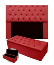 Kit cabeceira cristal king mais calçadeira 195cm suede vermelho