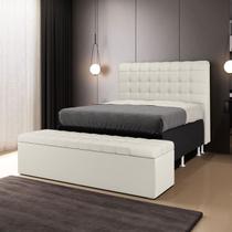 Kit Cabeceira Dama 140 Modulada Estofada e Calçadeira Alpha A-017 Couro Artificial Bege Aradecor