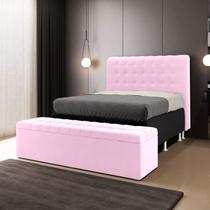 Kit Cabeceira Dama 140 Modulada Estofada e Calçadeira Alpha Z-021 Sued Rosa Bebê Aradecor Kit Cabeceira Dama 140 Modulada Estofada e Calçadeira Alpha Z-021 Sued Rosa Bebê Aradecor