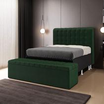 Kit Cabeceira Dama 140 para Cama Box de Casal e Calçadeira Alpha Z-018 Sued Verde Aradecor Kit Cabeceira Dama 140 para Cama Box de Casal e Calçadeira Alpha Z-018 Sued Verde Aradecor