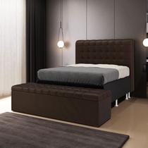 Kit Cabeceira Dama 160 Modulada Estofada e Calçadeira Alpha N-027 Veludo Marrom Chocolate Aradecor