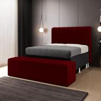 Kit Cabeceira Dama 160 para Cama Box Queen e Calçadeira Alpha Z-002 Sued Bordô Aradecor