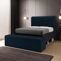 Kit Cabeceira Dama 160 Queen e Calçadeira Alpha N-025 Veludo Azul Marinho Aradecor Kit Cabeceira Dama 160 Queen e Calçadeira Alpha N-025 Veludo Azul Marinho Aradecor