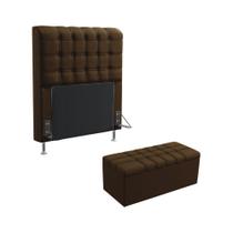 Kit Cabeceira Dama 90 Modulada Estofada e Calçadeira Alpha Z-010 Sued Marrom Aradecor Kit Cabeceira Dama 90 Modulada Estofada e Calçadeira Alpha Z-010 Sued Marrom Aradecor