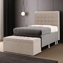 Kit Cabeceira Dama 90 para Cama Box de Solteiro e Calçadeira Alpha Z-003 Sued Bege Aradecor