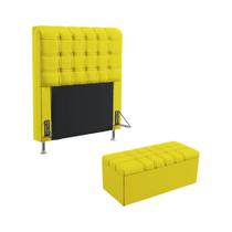 Kit Cabeceira Dama 90 Para Cama Box de Solteiro e Calçadeira Alpha Z-004 Sued Amarelo Aradecor Kit Cabeceira Dama 90 Para Cama Box de Solteiro e Calçadeira Alpha Z-004 Sued Amarelo Aradecor