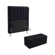 Kit Cabeceira Dama 90 Para Cama Box de Solteiro e Calçadeira Alpha Z-005 Sued Preto Aradecor Kit Cabeceira Dama 90 Para Cama Box de Solteiro e Calçadeira Alpha Z-005 Sued Preto Aradecor