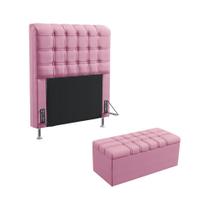 Kit Cabeceira Dama 90 Para Cama Box de Solteiro e Calçadeira Alpha Z-009 Sued Rosê Aradecor Kit Cabeceira Dama 90 Para Cama Box de Solteiro e Calçadeira Alpha Z-009 Sued Rosê Aradecor