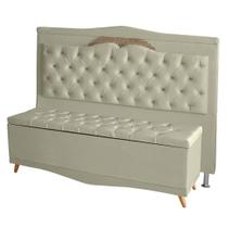 Kit Cabeceira de Cama Box e Calçadeira Baú Madri Casal 140 cm Suede Porcelana Ec Móveis