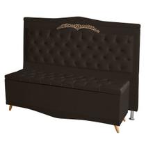 Kit Cabeceira de Cama Box e Calçadeira Baú Madri Queen 160 cm Suede Marrom Eli Móveis e Decoração