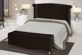 Kit Cabeceira De Cama Box e Calçadeira Baú Malibu Casal 140 cm Suede Marrom Eli Móveis