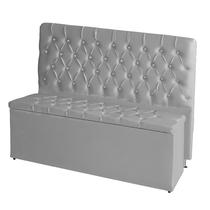 Kit Cabeceira De Cama Box e Calçadeira Baú Paris Queen 160 cm Capitonê Suede Prata Do Lar Móveis