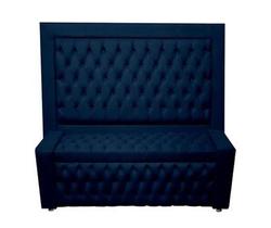 Kit Cabeceira De Cama Box e Calçadeira Baú Retro Capitonê Botão Encapados King 195 cm Suede Azul Marinho Eli Móveis