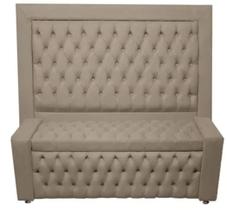 Kit Cabeceira De Cama Box e Calçadeira Baú Retro Capitonê Botão Encapados King 195 cm Suede Capuccino Eli Móveis Kit Cabeceira De Cama Box e Calçadeira Baú Retro Capitonê Botão Encapados King 195 cm Suede Capuccino Eli Móveis