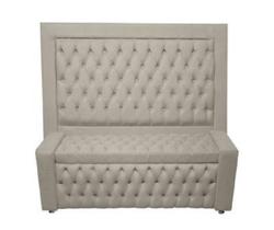 Kit Cabeceira De Cama Box e Calçadeira Baú Retro Capitonê Botão Encapados Queen 160 cm Suede Prata Do Lar Móveis