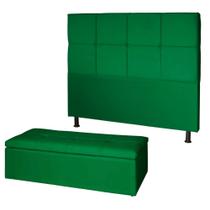 Kit Cabeceira de Cama Box Queen com Recamier Carol 160 cm material sintético Verde - Móveis Mafer