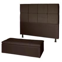 Kit Cabeceira de Cama Box Queen com Recamier Carol 160 cm Suede Marrom - Móveis Mafer