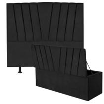 Kit Cabeceira de Cama Box Queen Com Recamier Saori 160 CM material sintético Preto - Móveis Mafer