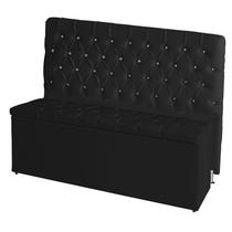 Kit Cabeceira De Cama e Calçadeira Baú Estrela King 195 cm Suede Capitonê Preto Casa Móveis e Decoração