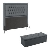 Kit Cabeceira Decorativa Para Cama Box Pegasus e Calçadeira Sagitarius 160 Para Cama Queen Sued Cinza Aradecor Kit Cabeceira Decorativa Para Cama Box Pegasus e Calçadeira Sagitarius 160 Para Cama Queen Sued Cinza Aradecor