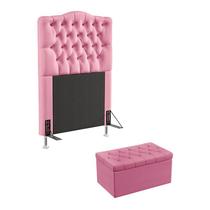 Kit Cabeceira Decorativa Para Cama Box Pollux e Calçadeira Sagitarius 90 Para Cama de Solteiro Sued Rosê Aradecor Kit Cabeceira Decorativa Para Cama Box Pollux e Calçadeira Sagitarius 90 Para Cama de Solteiro Sued Rosê Aradecor