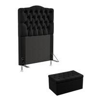 Kit Cabeceira Decorativa Para Cama Box Pollux e Calçadeira Sagitarius 90 Preto Aradecor Kit Cabeceira Decorativa Para Cama Box Pollux e Calçadeira Sagitarius 90 Preto Aradecor