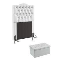 Kit Cabeceira Decorativa Para Cama Box Pollux e Calçadeira Sagitarius 90 Solteiro Branco Aradecor Kit Cabeceira Decorativa Para Cama Box Pollux e Calçadeira Sagitarius 90 Solteiro Branco Aradecor