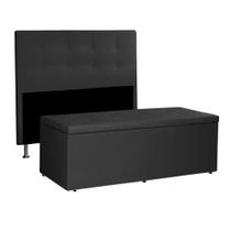 Kit Cabeceira e Calçadeira Baú Casal 1,40m Berlim Suede - Pallazio