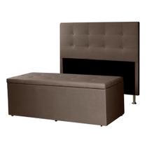 Kit Cabeceira e Calçadeira Baú Casal King 1,95m Berlim Suede Marrom Dal Poz Estofados Kit Cabeceira e Calçadeira Baú Casal King 1,95m Berlim Suede Marrom Dal Poz Estofados