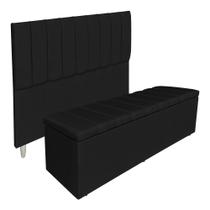 Kit Cabeceira e Calçadeira Baú Casal King 1,95m Londres Suede Preto Dal Poz Estofados Kit Cabeceira e Calçadeira Baú Casal King 1,95m Londres Suede Preto Dal Poz Estofados