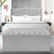 Kit Cabeceira e Calçadeira Baú Dubai Queen 160 cm - Veludo Cinza