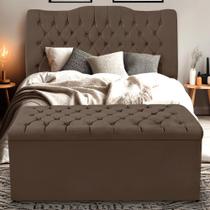 Kit Cabeceira e Calçadeira Baú Dunas Casal 140 cm - Veludo Marrom