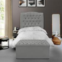 Kit Cabeceira e Calçadeira Baú Dunas Solteiro 90 cm - Veludo Cinza Grafite Kit Cabeceira e Calçadeira Baú Dunas Solteiro 90 cm - Veludo Cinza Grafite