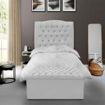 Kit Cabeceira e Calçadeira Baú Dunas Solteiro 90 cm - Veludo Cinza