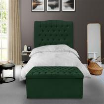 Kit Cabeceira e Calçadeira Baú Dunas Solteiro 90 cm - Veludo Verde Kit Cabeceira e Calçadeira Baú Dunas Solteiro 90 cm - Veludo Verde