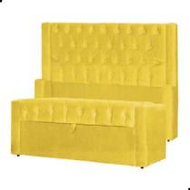 Kit Cabeceira e Calçadeira Baú Emma Suede Casal 140 cm