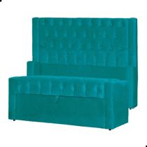 Kit Cabeceira e Calçadeira Baú Emma Suede Casal 140 cm