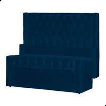 Kit Cabeceira e Calçadeira Baú Emma Suede Queen 160 cm