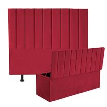 Kit Cabeceira e Calçadeira Baú King 195cm Cancun material sintético Vermelho - D A DECOR