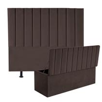 Kit Cabeceira e Calçadeira Baú King 195cm Cancun Suede Marrom - D A DECOR